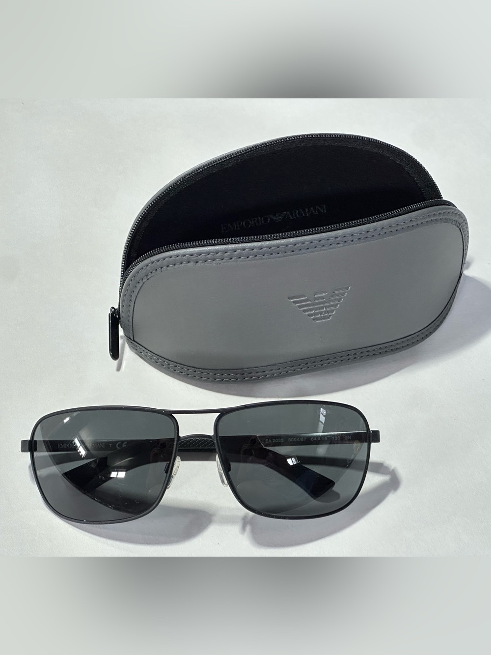 Emporio Armani Men's EA2033 3094/87 Sunglasses w/Case Rubber Metal Aviator